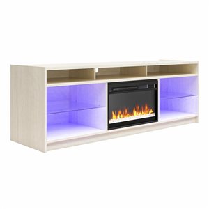 Ameriwood Home Luna Ivory Oak Electric Fireplace TV Stand  for up to 75-in TV