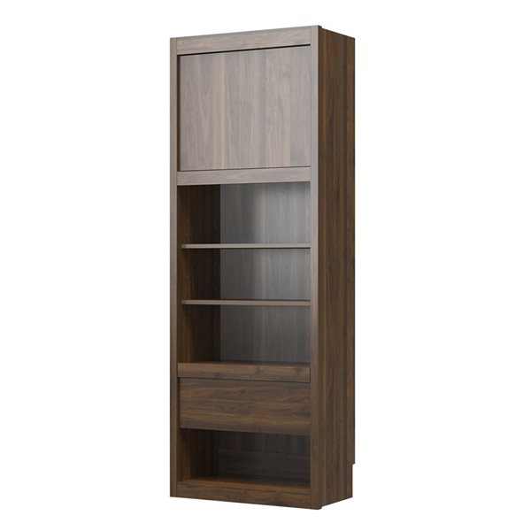 Signature Sleep Paramount Wall Beds and Side Cabinet for Pullout Nightstand and Storage - Walnut