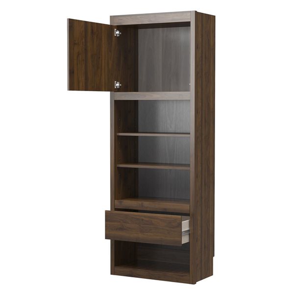 Signature Sleep Paramount Wall Beds and Side Cabinet for Pullout Nightstand and Storage - Walnut