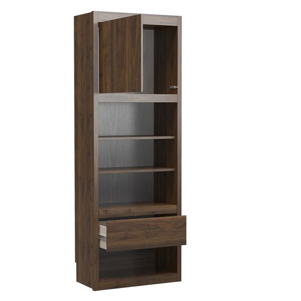 Signature Sleep Paramount Wall Beds and Side Cabinet for Pullout Nightstand and Storage - Walnut