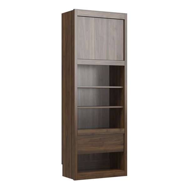 Signature Sleep Paramount Wall Beds and Side Cabinet for Pullout Nightstand and Storage - Walnut