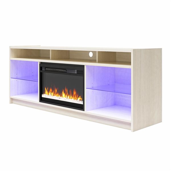 Ameriwood Home Luna Ivory Oak Electric Fireplace TV Stand  for up to 65-in TV