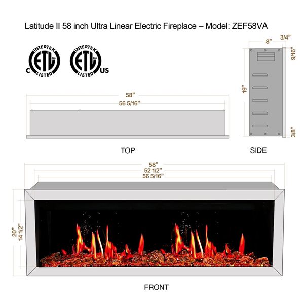 Litedeer Homes Latitude II 58-in Fan-Forced Recess Wall Electric Fireplace