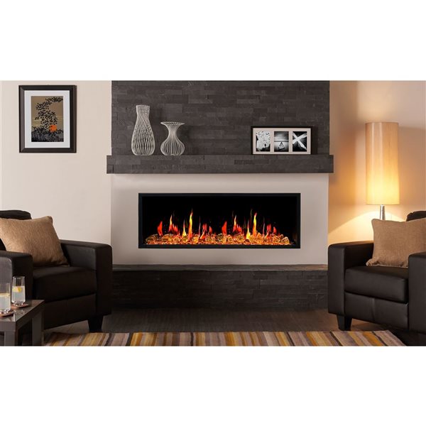 Litedeer Homes Latitude 55-in Smart Linear Wall Recess Electric Fireplace