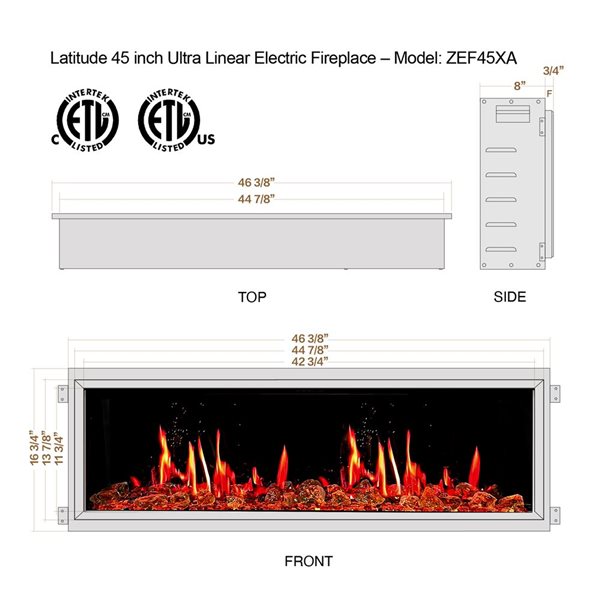 Litedeer Homes Latitude 55-in Smart Linear Wall Recess Electric Fireplace