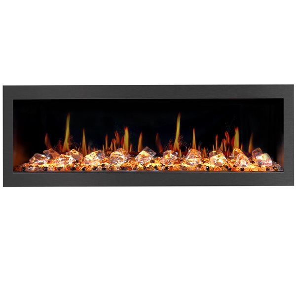 Litedeer Homes Latitude II 58-in Black Recess Wall Electric Fireplace