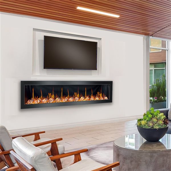 Litedeer Homes Latitude 75-in Smart Linear Wall Recess Electric Fireplace