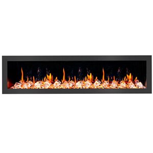 Litedeer Homes Latitude II 78-in Black Recess Wall Electric Fireplace