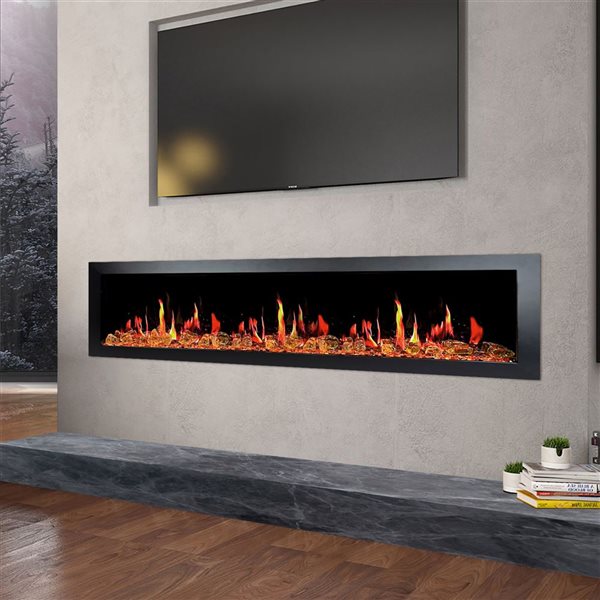 Litedeer Homes Latitude II 78-in Fan-Forced Recess Wall Electric Fireplace