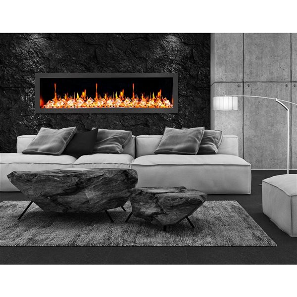 Litedeer Homes Latitude II 68-in Black Recess Wall Electric Fireplace