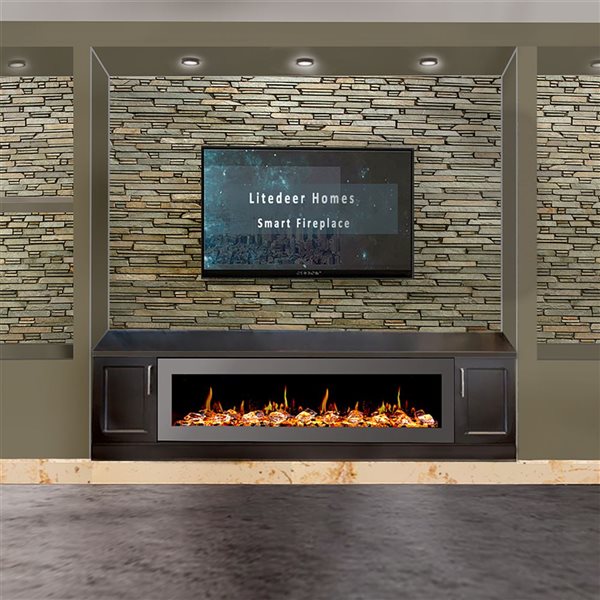 Litedeer Homes Latitude II 68-in Black Recess Wall Electric Fireplace