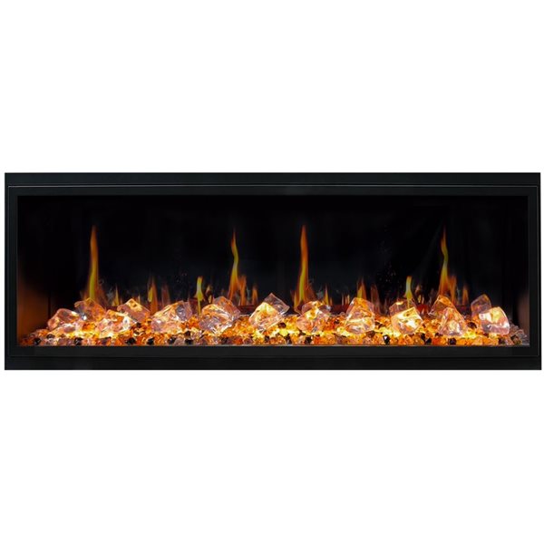 Litedeer Homes Latitude 55-in Smart Linear Black Electric Fireplace with Wi-Fi