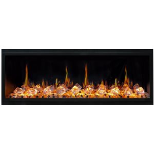 Litedeer Homes Latitude 55-in Smart Linear Black Electric Fireplace with Wi-Fi