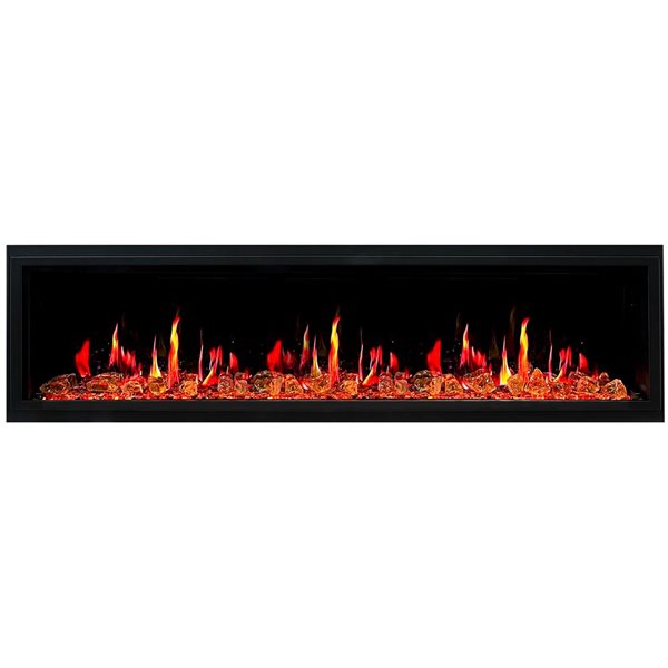 Litedeer Homes Latitude 75-in Built-in Black Electric Fireplace with Wi-Fi Cracking Sounds