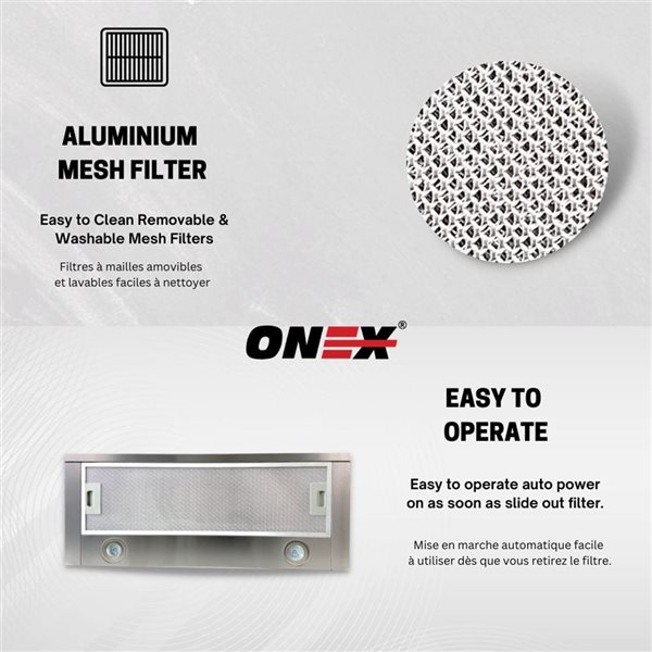 Onex 24-in 400 CFM Stainless Steel Under Cabinet Range Hood