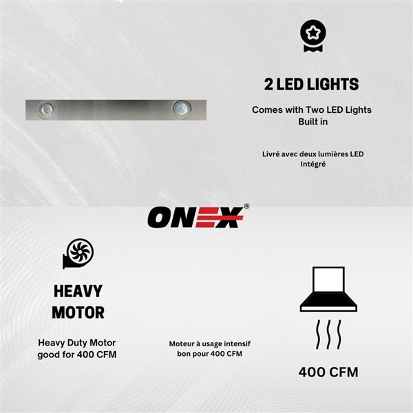 Onex 24-in 400 CFM Stainless Steel Under Cabinet Range Hood