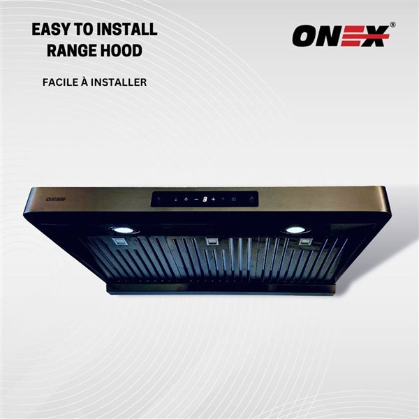 Onex 30-in 900 CFM Black Stainless Steel Under Cabinet Range Hood