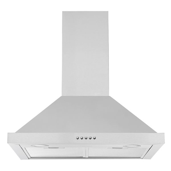 Ancona 24-in 280 CFM Stainless Steel Convertible Wall Mount Pyramid Range Hood with Charcoal Filter included