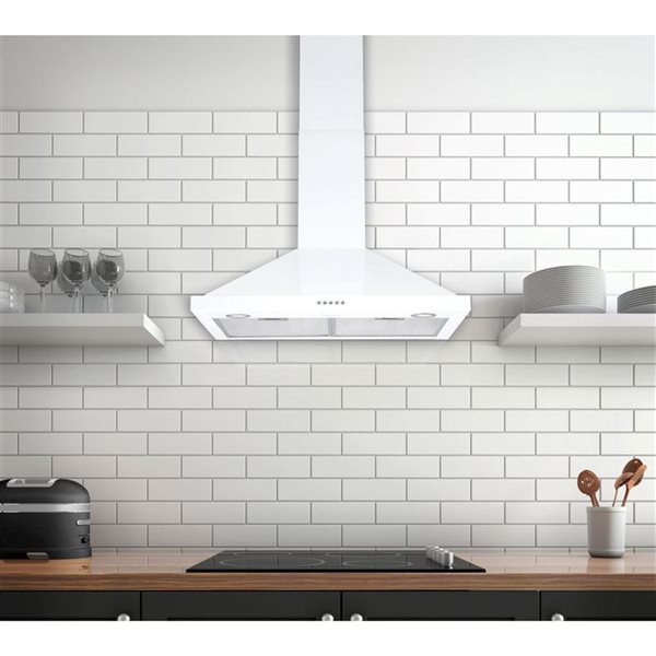 Ancona 30in White Stainless Steel Convertible WallMounted Pyramid