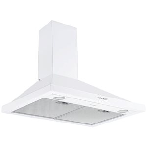Ancona 30-in White Stainless Steel Convertible Wall-Mounted Pyramid Range Hood with Charcoal Filter included