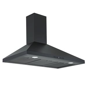 Ancona 36-in 440 CFM Matte Black Convertible Wall Mount Pyramid Range Hood with Charcoal Filter included