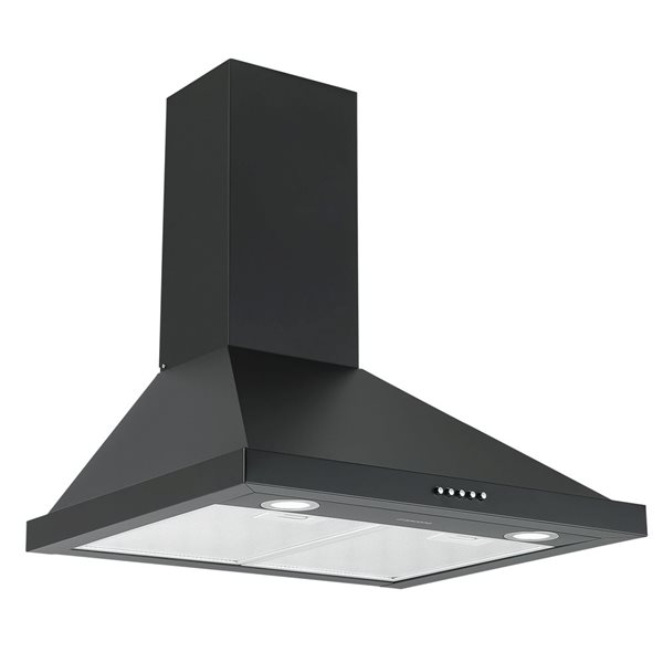 Ancona 24-in 280 CFM Matte Black Convertible Wall Mount Pyramid Range ...