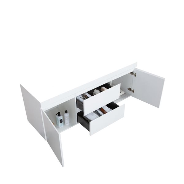 GEF Almere 47.2-in White Single Sink Bathroom Vanity with White Polymarble Top