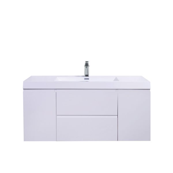 GEF Almere 47.2-in White Single Sink Bathroom Vanity with White Polymarble Top