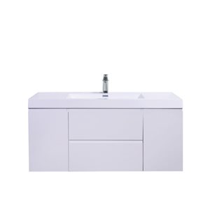 GEF Almere 47.2-in White Single Sink Bathroom Vanity with White Polymarble Top