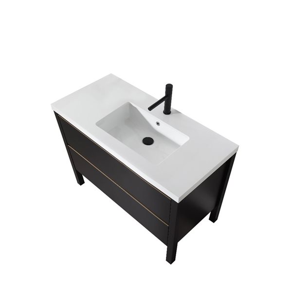 GEF Sloane 41.7-in Black Single Sink Bathroom Vanity with White Polymarble Top