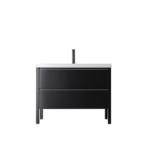 GEF Sloane 41.7-in Black Single Sink Bathroom Vanity with White Polymarble Top