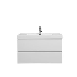 Meuble-lavabo simple blanc à comptoir blanc de similimarbre 35,4 po Almere de GEF