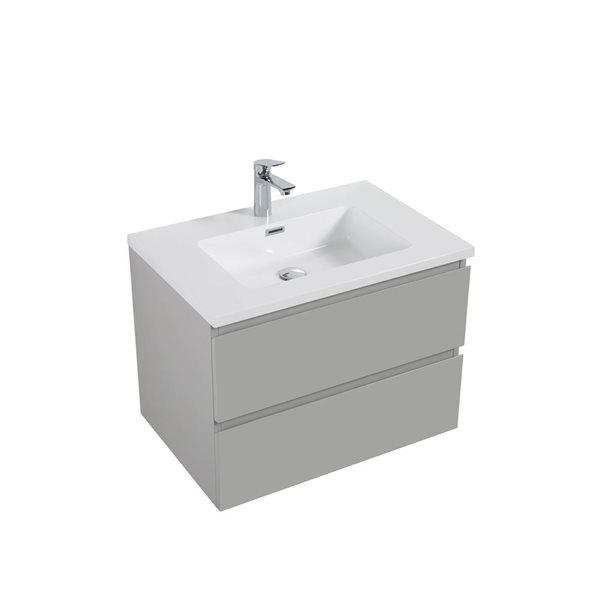GEF Almere 31.5-in Grey Single Sink Bathroom Vanity with White Polymarble Top