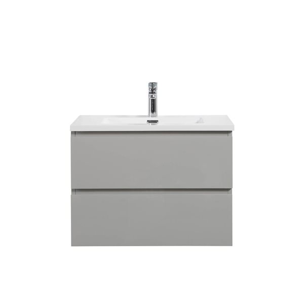 GEF Almere 31.5-in Grey Single Sink Bathroom Vanity with White Polymarble Top