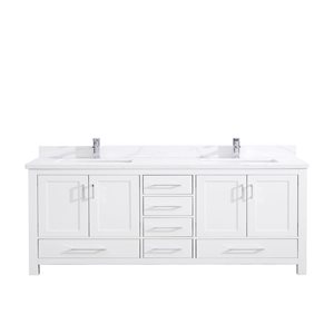 GEF Willow 72-in White Double Sink Bathroom Vanity with Calcutta Quartz Top