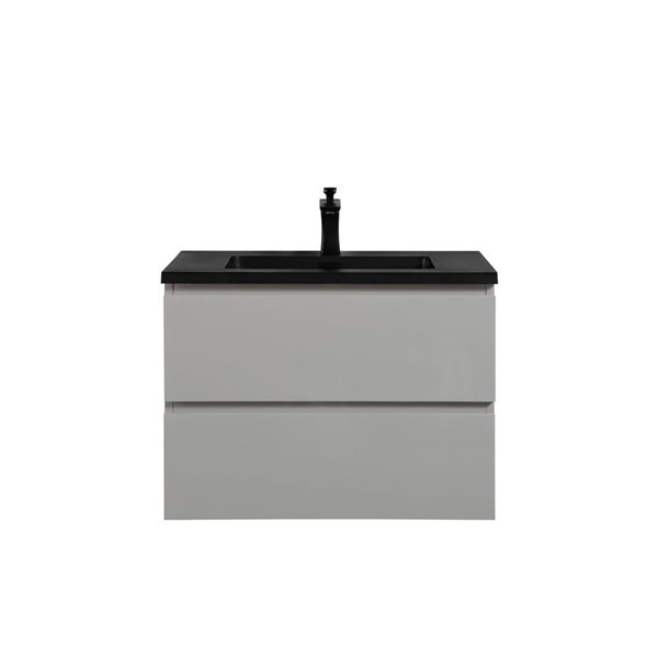 GEF Almere 31.5-in Grey Single Sink Bathroom Vanity with Black Engineered Stone Top