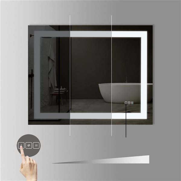 KINWELL 40 x 32-in Frameless Rectangular LED Light Bathroom Vanity Mirror