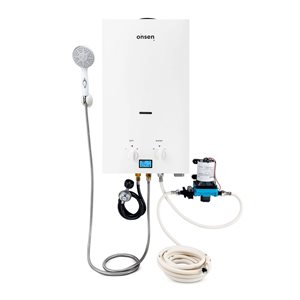 Onsen 10L Outdoor Propane Tankless Water Heater 2.6 GPM with Pump & Hose Kit