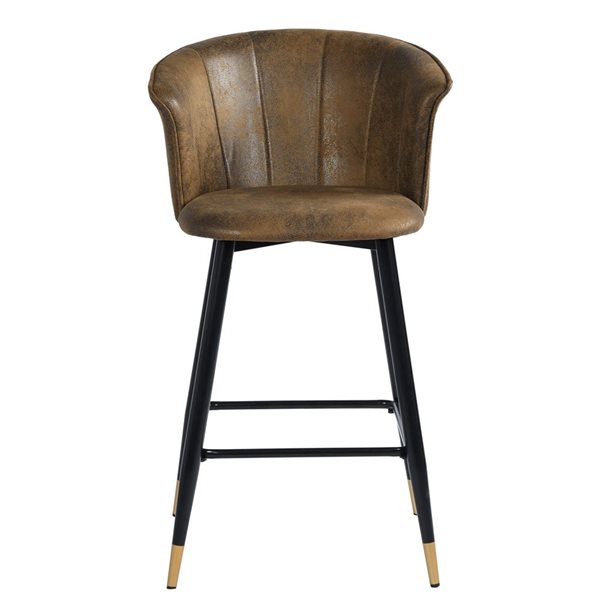 Homycasa Doncic Counter & Bar Stools Vintage Brown Suede Fabric - Set of 2