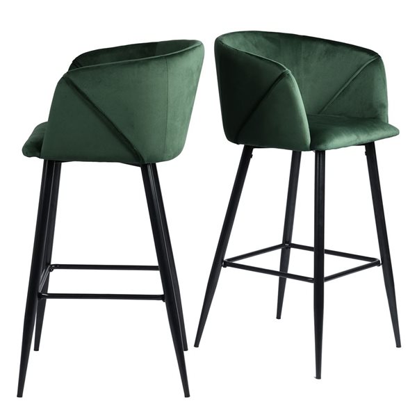 Homycasa Aldridge Upholstered Green Bar Stools with Back Bar Chair 30