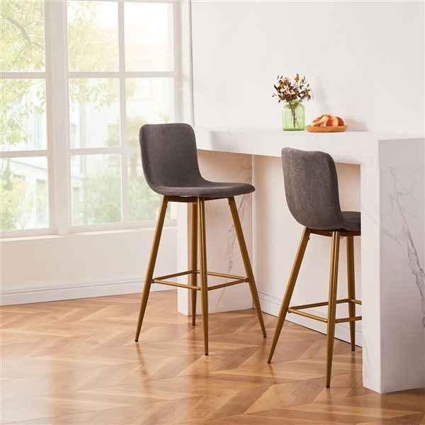 Homycasa Scargill Seat Hight Upholstered Counter Stool Gray Fabric Seat ...