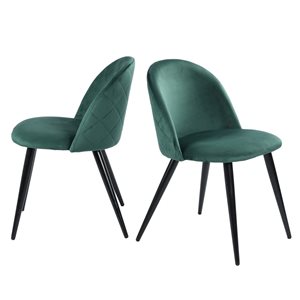Homycasa Zomba Mid Century Modern Green Velvet Upholstered Dining Chairs Set of 2