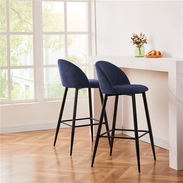 Navy blue cheap fabric bar stools