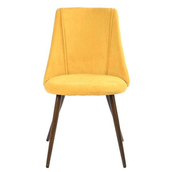 Homycasa SMEG Dining Chairs Yellow Velvet Fabric Upholstered Set of 2