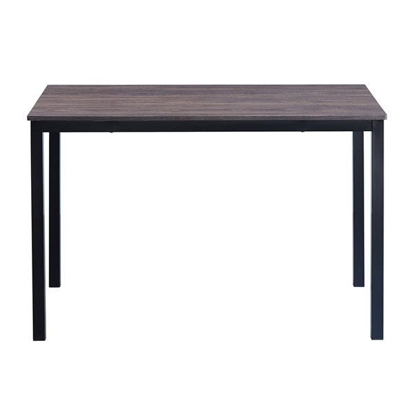 FurnitureR Black Metal Dining Table with Brown MDF Top 47-in