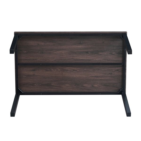 FurnitureR Black Metal Dining Table with Brown MDF Top 47-in