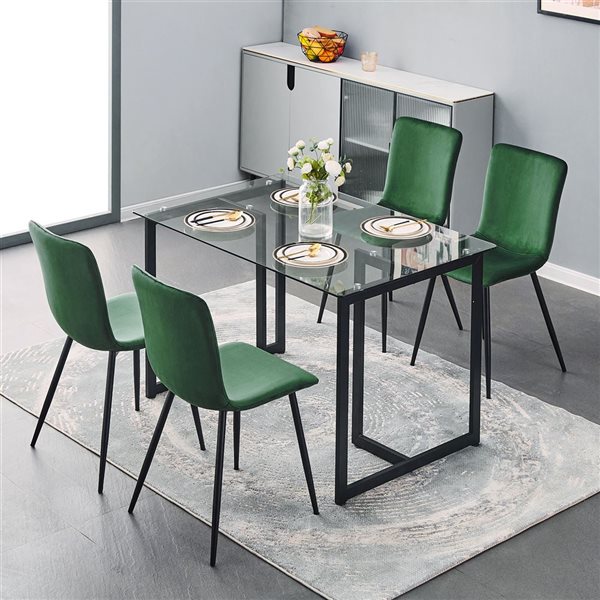 Ensemble de 4 chaises de salle à manger Scargill par Homycasa pattes or  tissu bleu 0000600010194