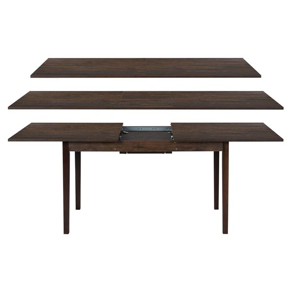 FurnitureR Modern Dining Table Rectangle with Extension Walnut 63-in to 78-in