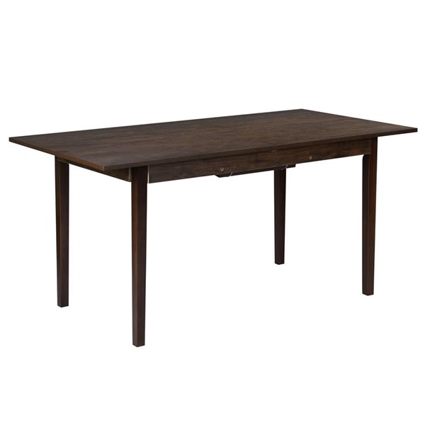 FurnitureR Modern Dining Table Rectangle with Extension Walnut 63-in to 78-in