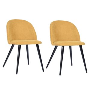 Chaise de salle à manger Zomba de Homycasa rembourrée en tissu jaune, ensemble de 2